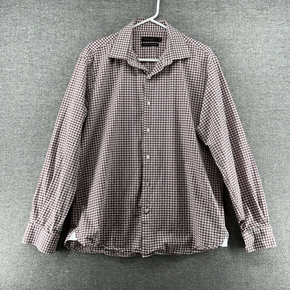 The Mens Store Bloomingdales Shirt Men Large Egyptian Cotton Checked Long Sleeve